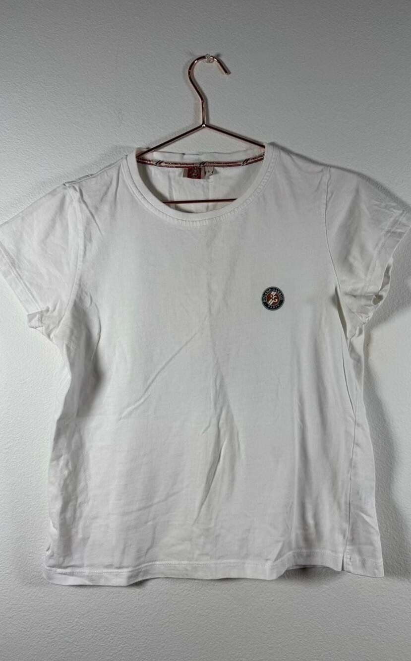 Roland Garros Paris White Short Sleeve Crewneck T-Shirt with Logo